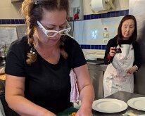 2025-10-13 13.53.33 Barbara cutting up the focaccia for our dinner